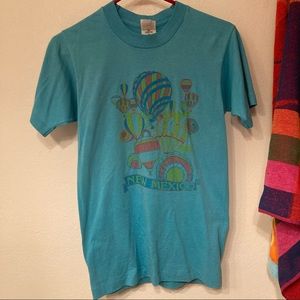VTG Single Stitch New Mexico Hot Air Balloon Shirt Turquoise Bright Design